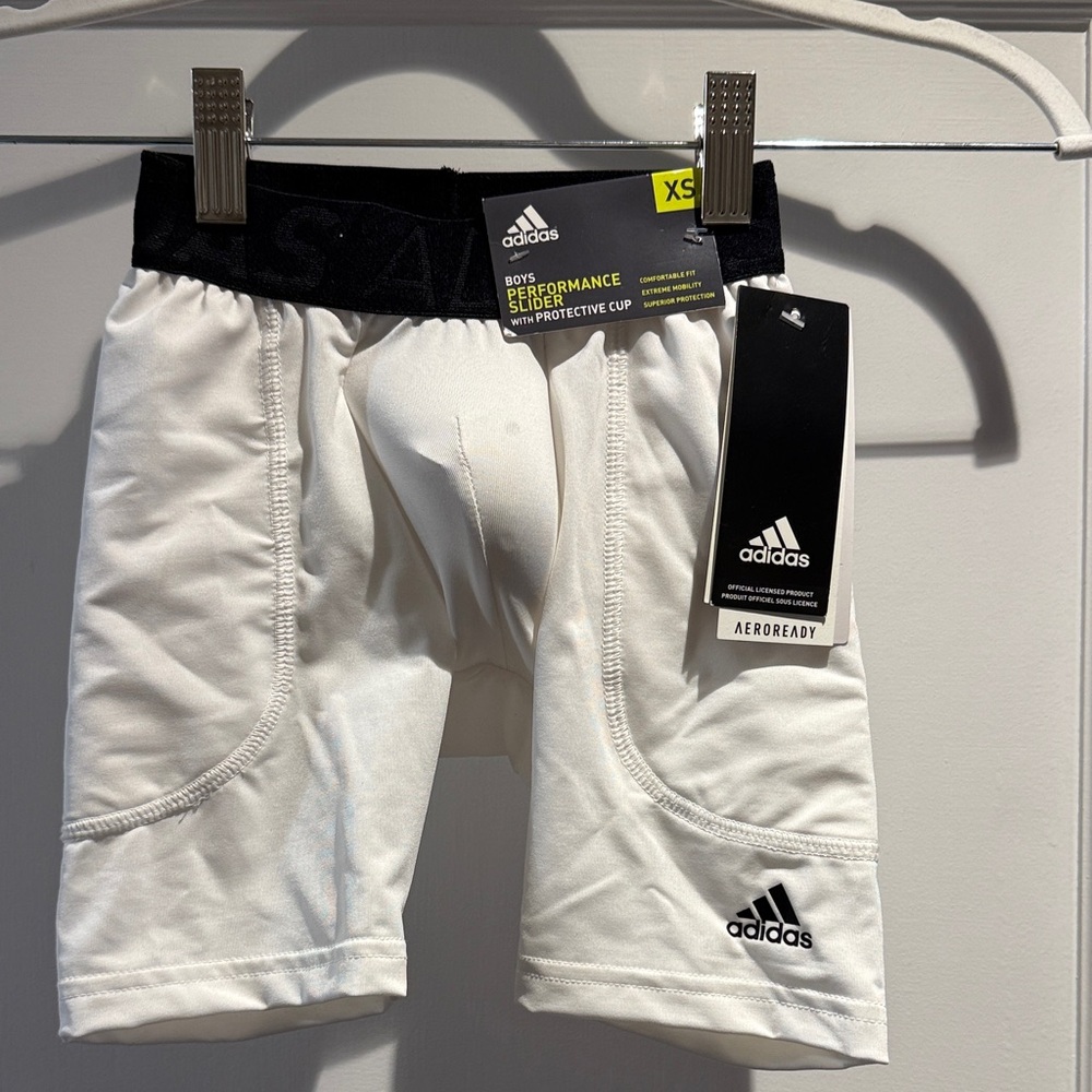 Adidas White Boxer Briefs / Sports Cup with Black Waistband - NWT